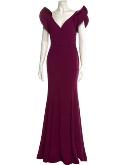 Pre-owned Rene Ruiz V-neck Long Dress In Purple