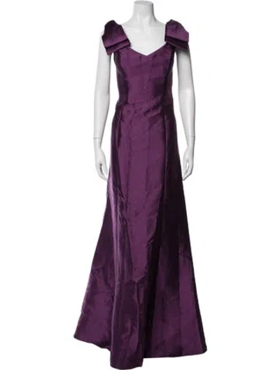 Pre-owned Rene Ruiz V-neck Long Dress In Purple
