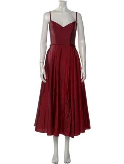 Pre-owned Rene Ruiz V-neck Long Dress In Red