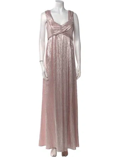 Pre-owned Rene Ruiz V-neck Long Dress In Silver