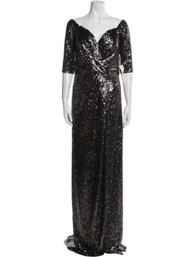 Pre-owned Rene Ruiz V-neck Long Dress W/ Tags In Black