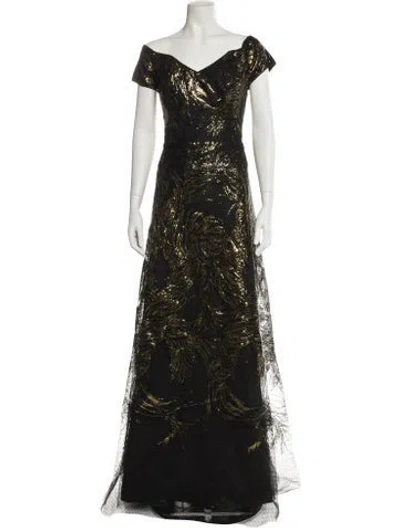 Pre-owned Rene Ruiz V-neck Long Dress W/ Tags In Black