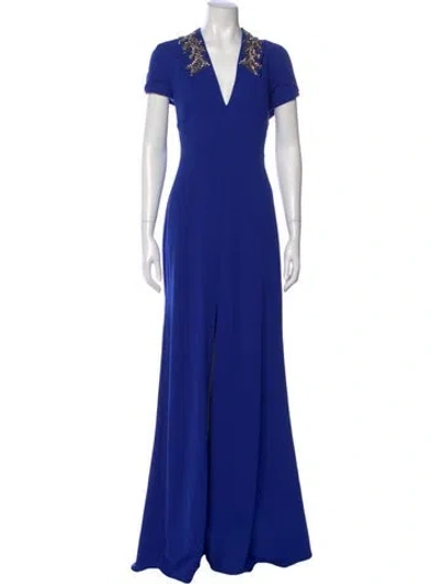 Pre-owned Rene Ruiz V-neck Long Dress W/ Tags In Blue
