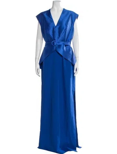 Pre-owned Rene Ruiz V-neck Long Dress W/ Tags In Blue