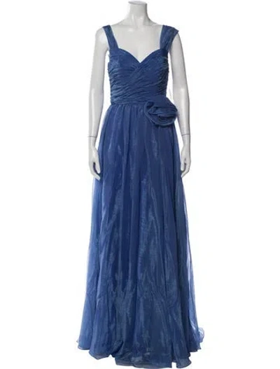 Pre-owned Rene Ruiz V-neck Long Dress W/ Tags In Blue
