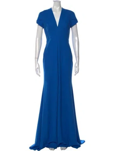 Pre-owned Rene Ruiz V-neck Long Dress W/ Tags In Blue