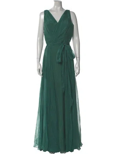 Pre-owned Rene Ruiz V-neck Long Dress W/ Tags In Green