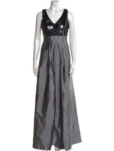 Pre-owned Rene Ruiz V-neck Long Dress W/ Tags In Grey
