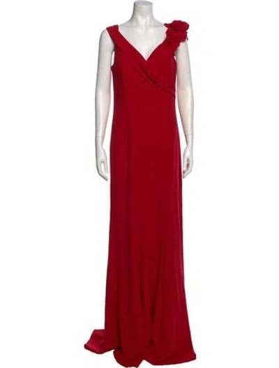 Pre-owned Rene Ruiz V-neck Long Dress W/ Tags In Red