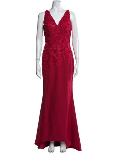 Pre-owned Rene Ruiz V-neck Long Dress W/ Tags In Red