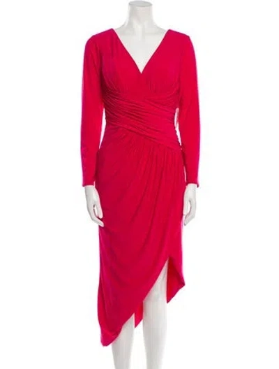 Pre-owned Rene Ruiz V-neck Midi Length Dress In Pink