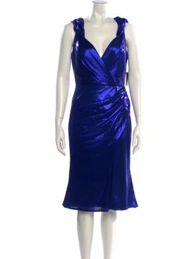Pre-owned Rene Ruiz V-neck Midi Length Dress W/ Tags In Blue