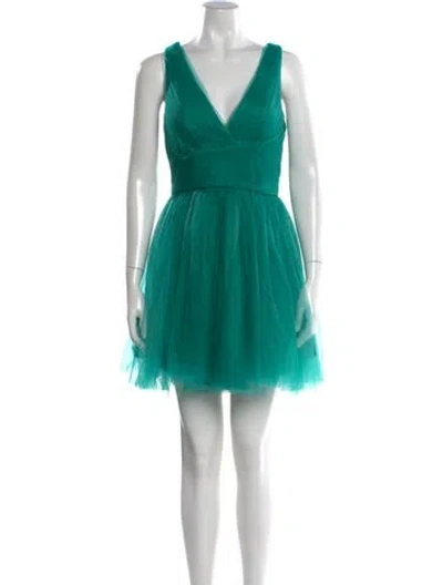 Pre-owned Rene Ruiz V-neck Mini Dress In Green