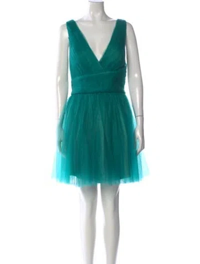 Pre-owned Rene Ruiz V-neck Mini Dress W/ Tags In Green