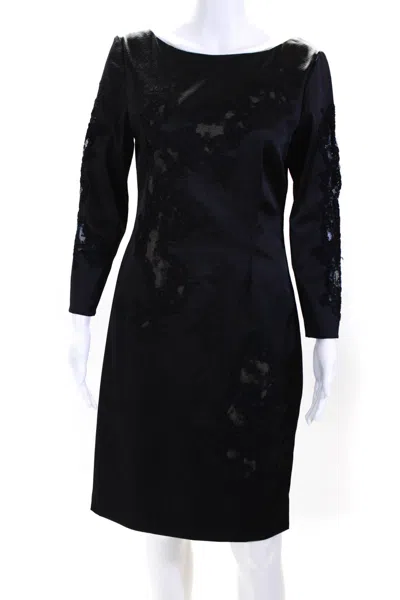 Rene Ruiz Womens V Back Cocktail Dress Navy Blue