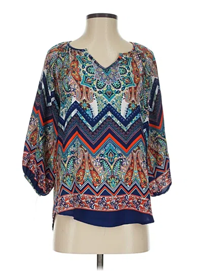 Pre-owned Renee C 3/4 Sleeve Blouse In Blue