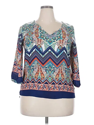 Pre-owned Renee C 3/4 Sleeve Blouse In Blue