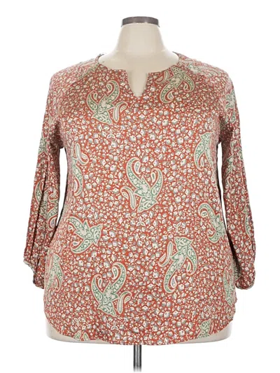 Pre-owned Renee C 3/4 Sleeve Blouse In Brown