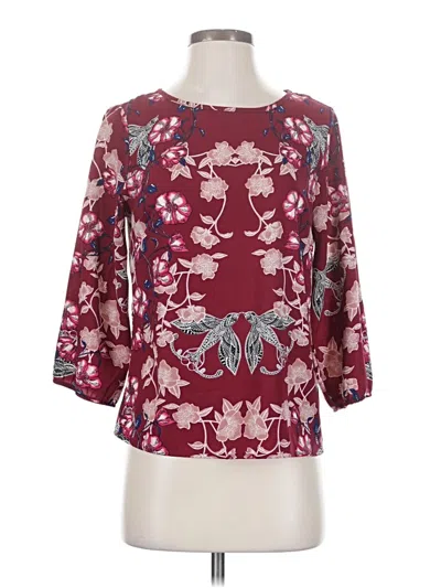 Pre-owned Renee C 3/4 Sleeve Blouse In Burgundy