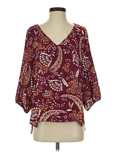 Pre-owned Renee C 3/4 Sleeve Blouse In Burgundy