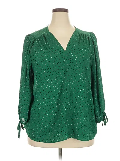Pre-owned Renee C 3/4 Sleeve Blouse In Green