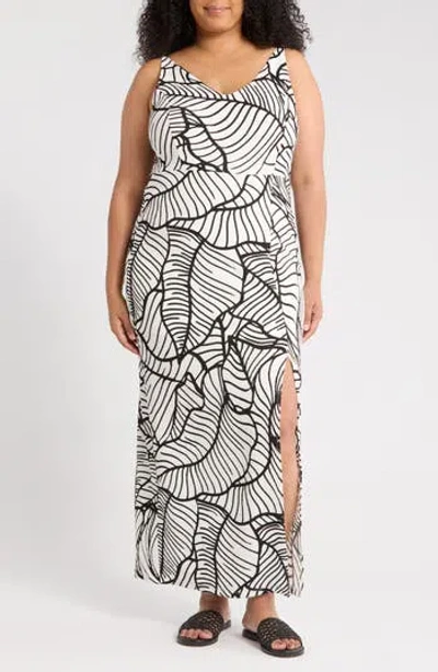 Renee C Abstract Print Sheath Dress In Burgundy
