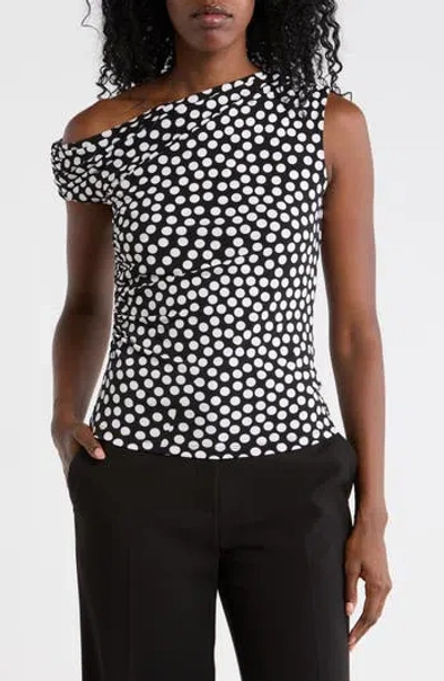 Renee C Asymmetric One-shoulder Top In Black