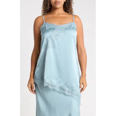 Renee C Asymmetric Satin Lace Top In Multi