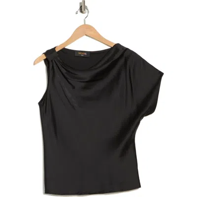 Renee C Asymmetric Satin Top In Black