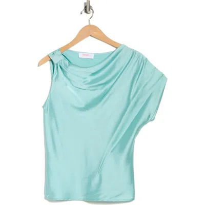 Renee C Asymmetric Satin Top In Green