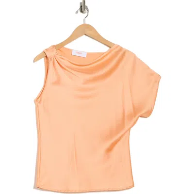 Renee C Asymmetric Satin Top In Orange
