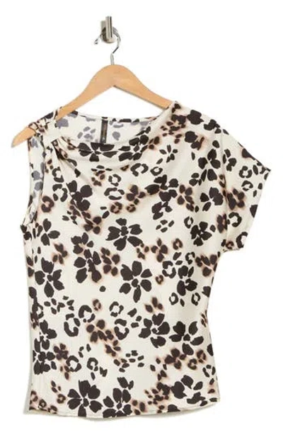 Renee C Asymmetric Satin Top In Multi