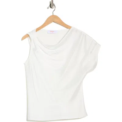 Renee C Asymmetric Satin Top In White