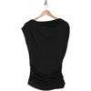 Renee C Asymmetrical Ruched Top In Black