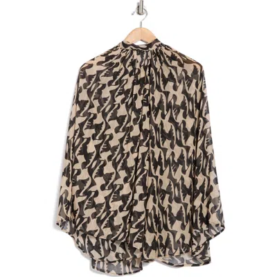 Renee C Bell Sleeve Mesh Top In Black