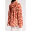 Renee C Bell Sleeve Mesh Top In Rust