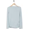 Renee C Boat Neck Brushed Knit Top In Blue