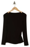 Renee C Long Sleeve Ribbed Top In Black