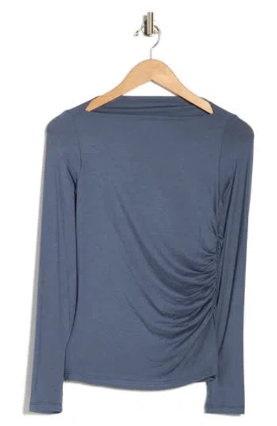 Renee C Boat Neck Knit Top In Blue