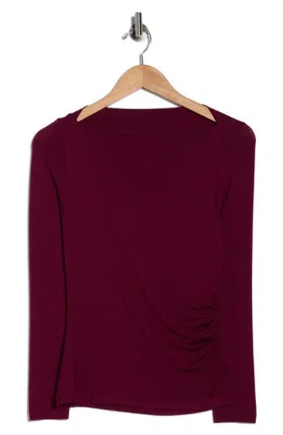 Renee C Boat Neck Knit Top In Burgundy