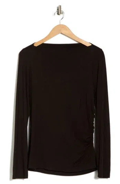 Renee C Boat Neck Top In Black