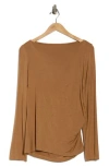 Renee C Boat Neck Top In Brown