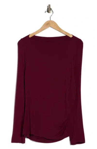 Renee C Boat Neck Top In Burgundy