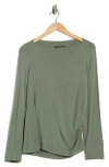 Renee C Boat Neck Top In Green