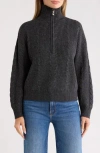 Renee C Braided Quarter Zip Sweater In Gray