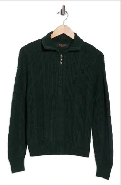 Renee C Braided Quarter Zip Sweater In Green