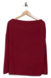 Renee C Brushed Knit Boat Neck Top In Burgundy