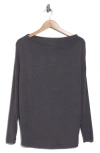Renee C Brushed Knit Boat Neck Top In Dark Cement