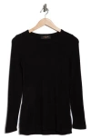 Renee C Brushed Knit Long Sleeve Top In Black