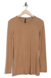 Renee C Brushed Knit Long Sleeve Top In Brown